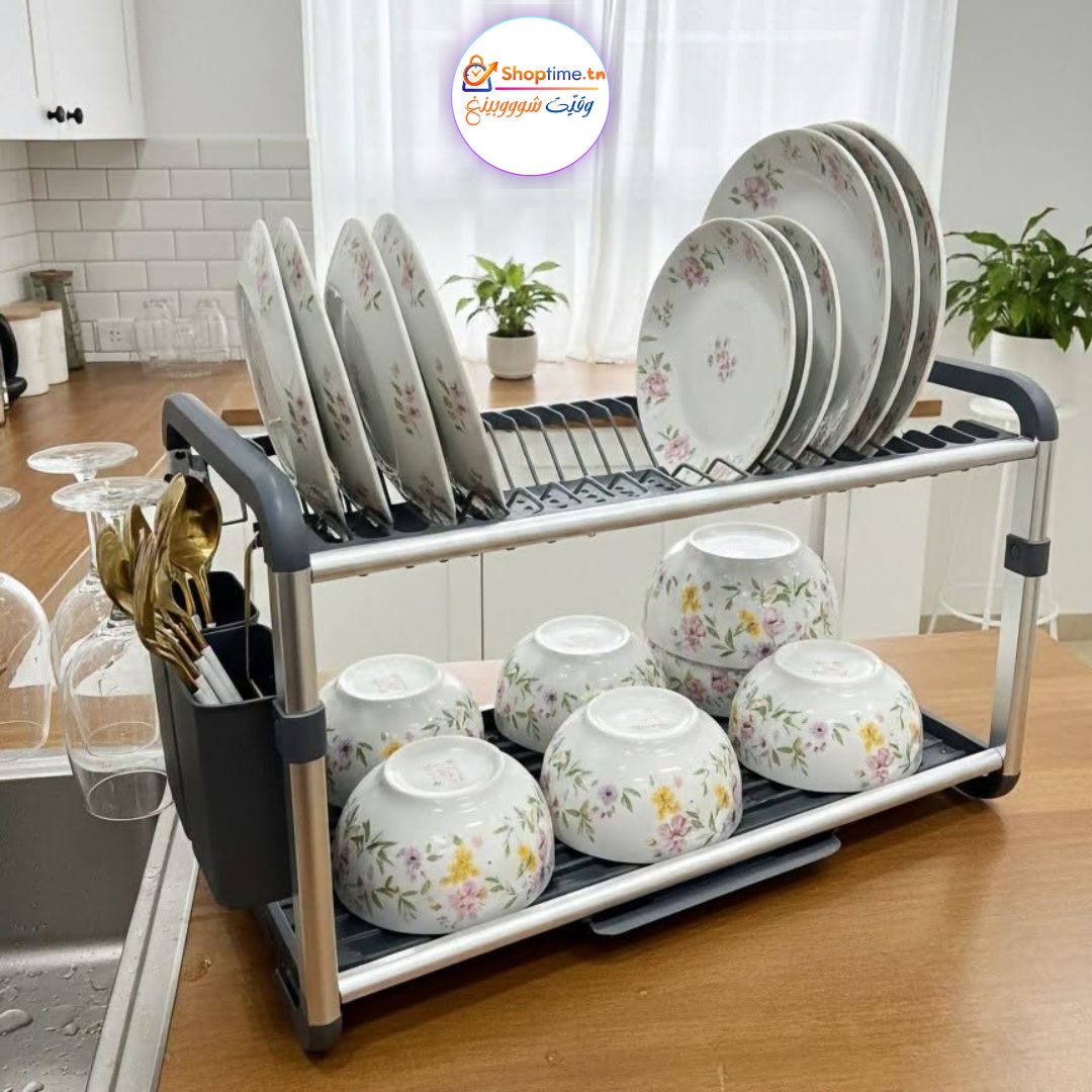 Égouttoir à vaisselle en aluminium à 3 niveaux